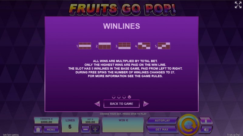 Fruits Go Pop! :: Win Lines