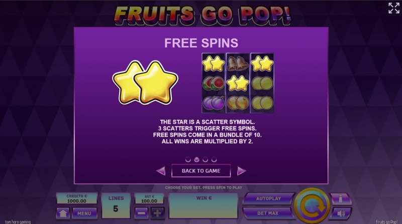 Fruits Go Pop! :: Free Spin Feature Rules