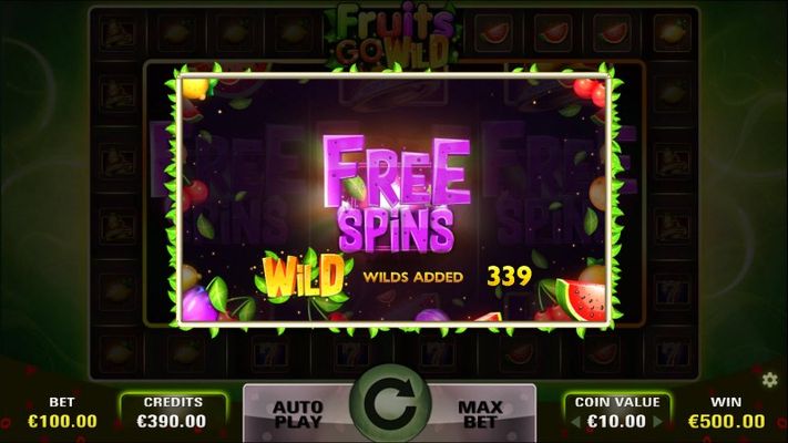 Fruits Go Wild :: Extra wild symbols added to the reels during the free games feature