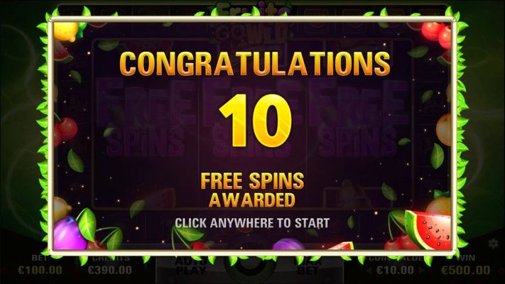 Fruits Go Wild :: 10 Free Spins Awarded
