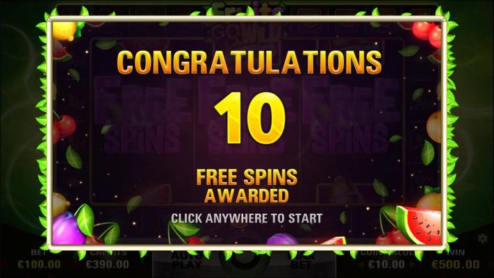 10 Free Spins Awarded