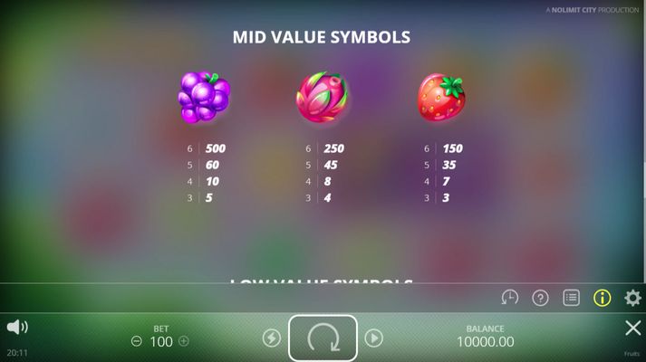 Fruits :: Paytable - High Value Symbols