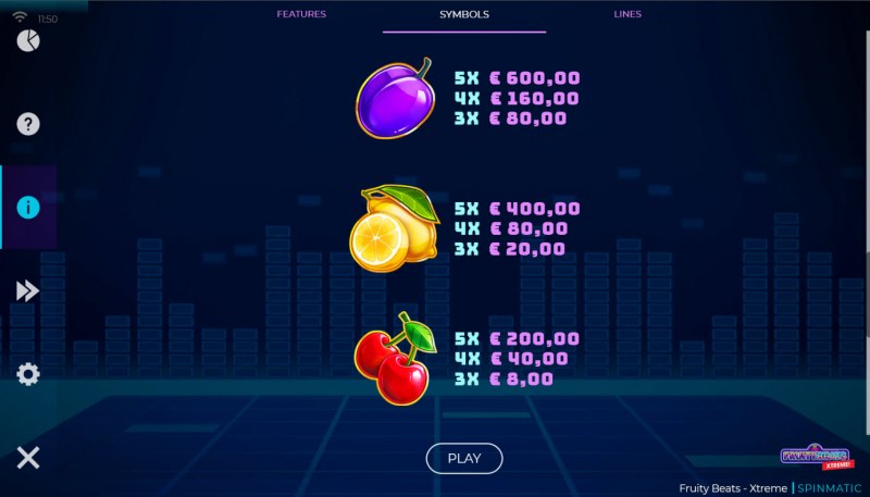 Paytable - Low Value Symbols