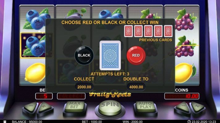 Fruity Reels :: Black or Red Gamble Feature