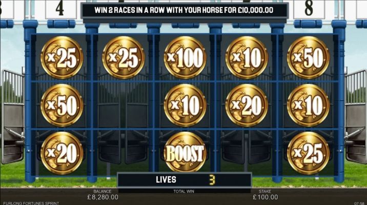Furlong Fortunes Sprint :: Spin the reels and land more coin for extended play