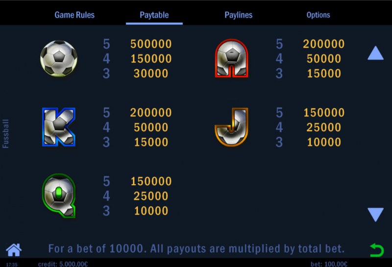 Paytable - Low Value Symbols