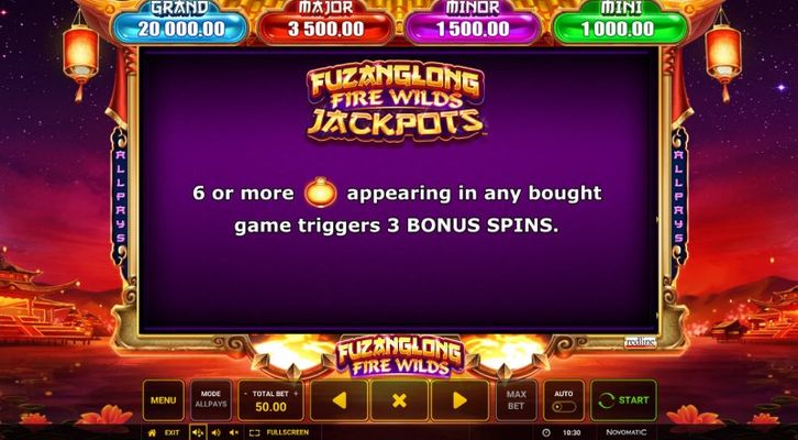 Fuzanglong Fire Wilds :: Jackpot Rules