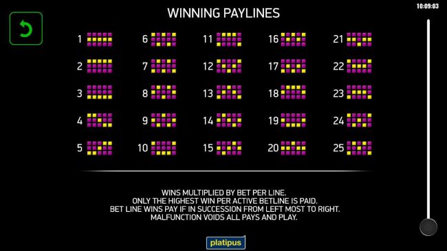 Paylines 1-25