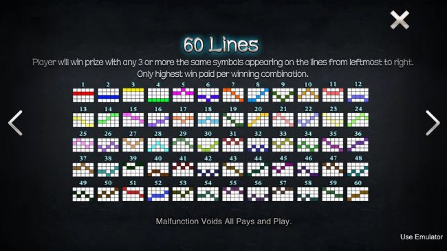 Paylines 1-60