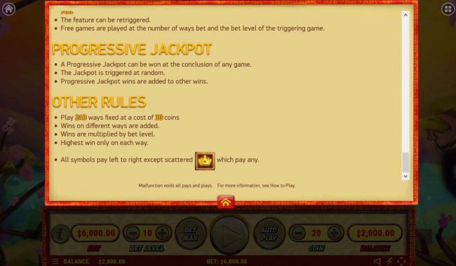 Progressive Jackpot Rules