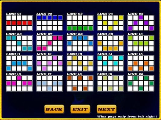 Payline Diagrams 1-20