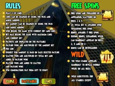 rules, free spins and wilds