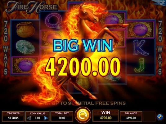A 4200.00 big win awarded for playing the free spins feature.