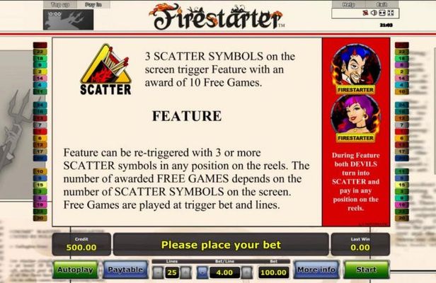 three matchbox themed scatter symbols on the screen trigger feature with an award of 10 free games.
