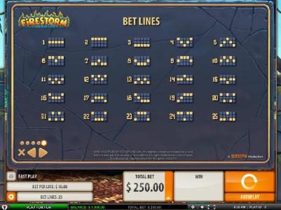 Payline Diagrams. The theoretical return to player for this game is 96.57%