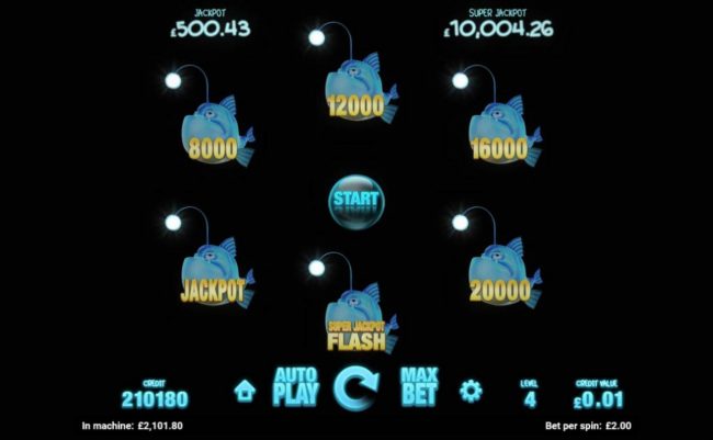 Jackpot Flash Game Board - Click start for a chance to win the jackpot or enter the Super Jackpot Flash game.