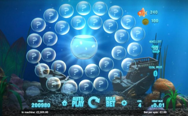 Bubble Buster game board - Select bubbles to earn cash prizes or extra moves