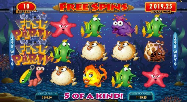 A Five of a Kind triggered during the free spins feature leads to an 1,119.25 big payout.