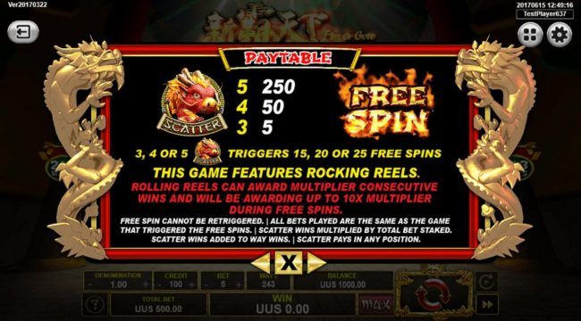 Scatter Rules and Pays. Three or more scatter symbols triggers 15, 20 or 25 free spins.