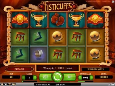 main game board featuring five reels and ten paylines