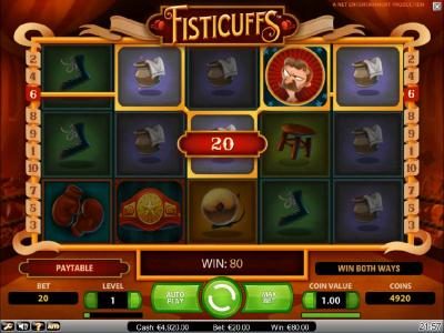 boxing feature triggers and 80 coin jackpot