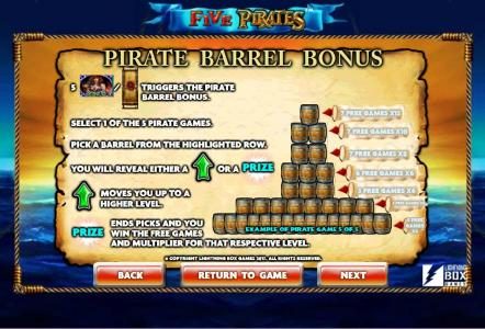 Pirate Barrel Bonus rules and how to play.