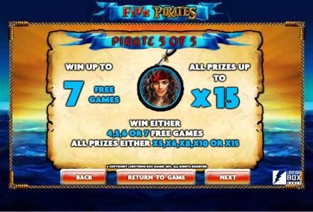 Pirate 5 of 5 Bonus options.