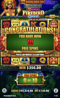 10 Free Spins Awarded