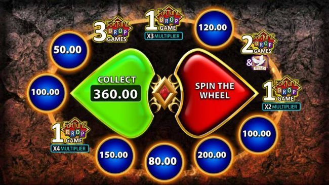 Flame of Fortune - Spin the reel for a chance to earn extras or a cash award or collect your existing winnings.