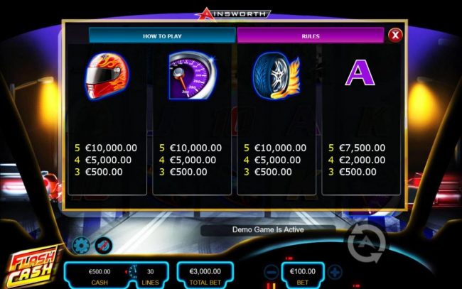 Medium Value Slot Game Symbols Paytable - Free Games Bonus.