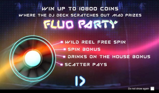 Game features include: Wild Reel Free Spin, Spin Bonus, Drinks on the House Bonus and Scatter Pays. Win up to 10800 coins