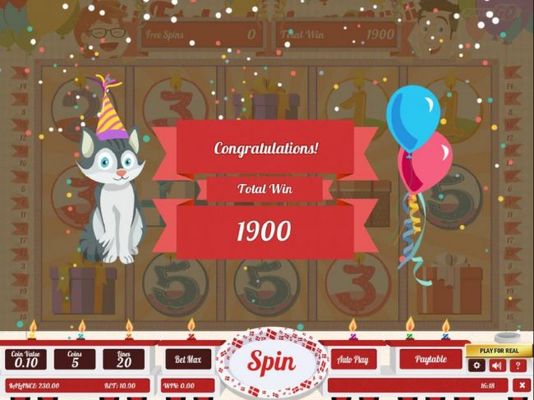 The free spins feature pays out a total of 1900 coins for a big win.