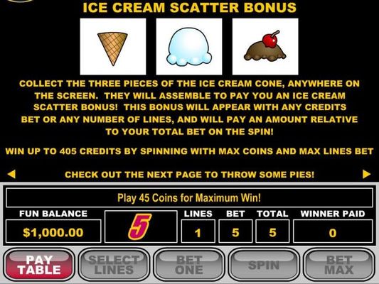 Collect the three pieces of the ice cream cone, anywhere on the screen.