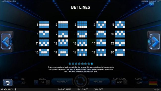 Payline Diagrams 1-20