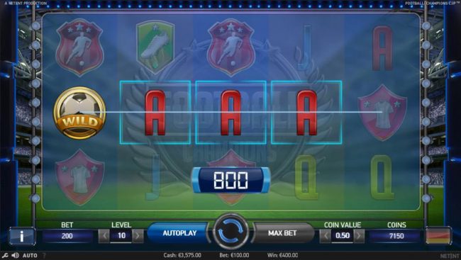 A four of a kind triggers a 800 coin line payout