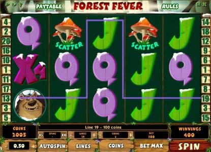 multiple winning paylines triggers a 400 coin pay out