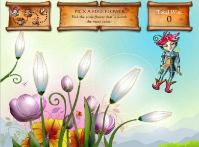 enchanted quest bonus game - pick a pixie flower that is worth the most value.