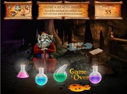 enchanted quest bonus game - drink a wealth potion.