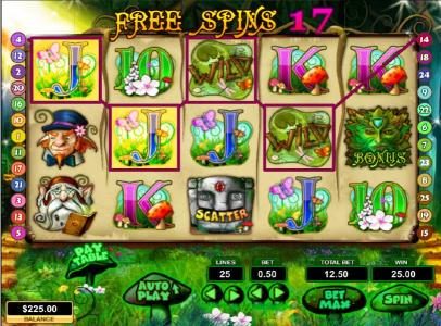 four of a kind triggers a $25 jackpot during free spins feature