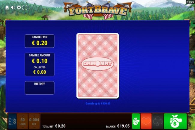 Gamble Feature - To gamble any win press Gamble then select Red or Black