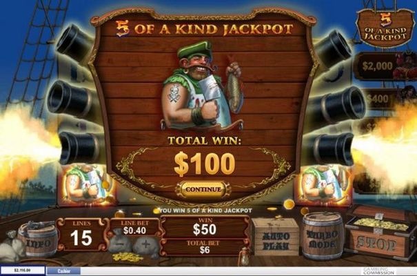 A five of a kind jackpot awarded