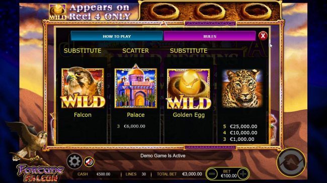 High value slot game symbols paytable