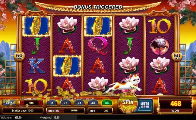 Three scattered gold coins triggers the Bonus Game.