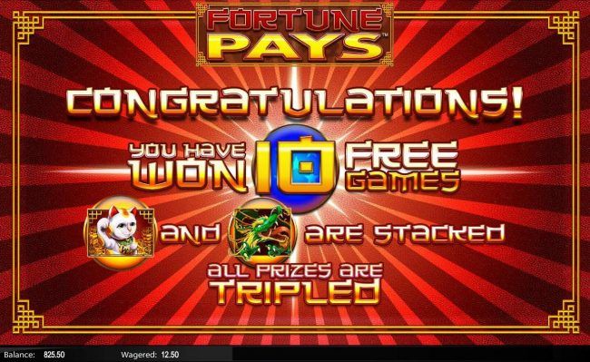 10 Free Games awarded with all prizes tripled.