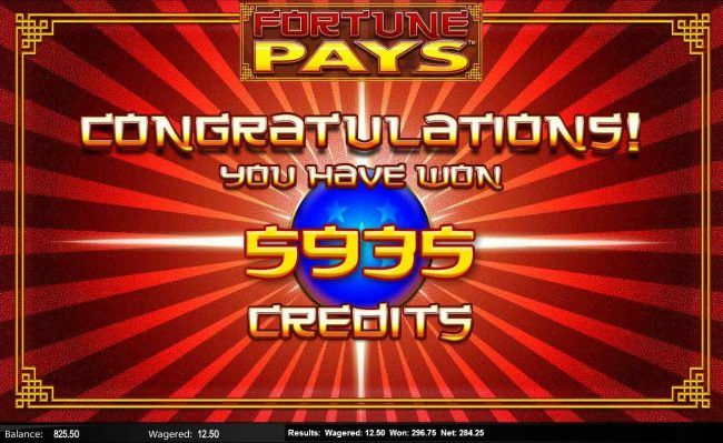 The Free Games feature pays out a total of 5,935 credits for a super win.