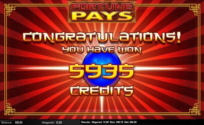 The Free Games feature pays out a total of 5,935 credits for a super win.