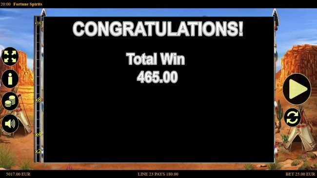 The free spins feature pays out a total of 465.00