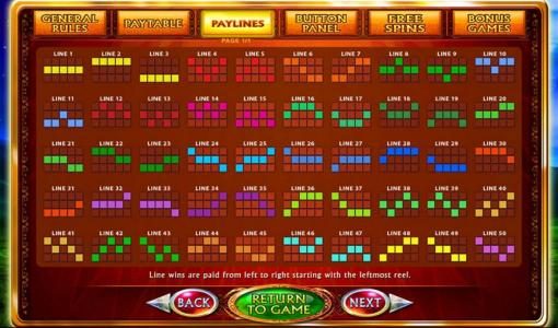 Payline Diagrams 1-50