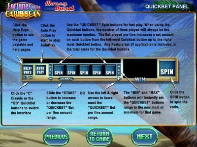 Quickbet Panel layout and description