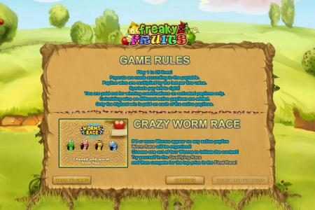 game rules and crazy worm race feature